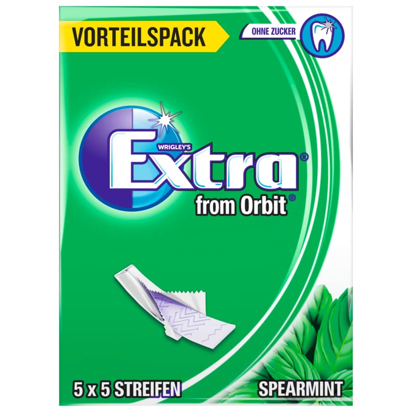 Extra from Orbit Spearmint Kaugummi 5x5 Streifen